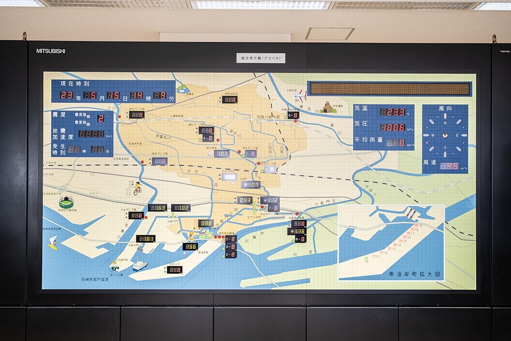 尼崎に流れる川がイラストマップになったグラパネ