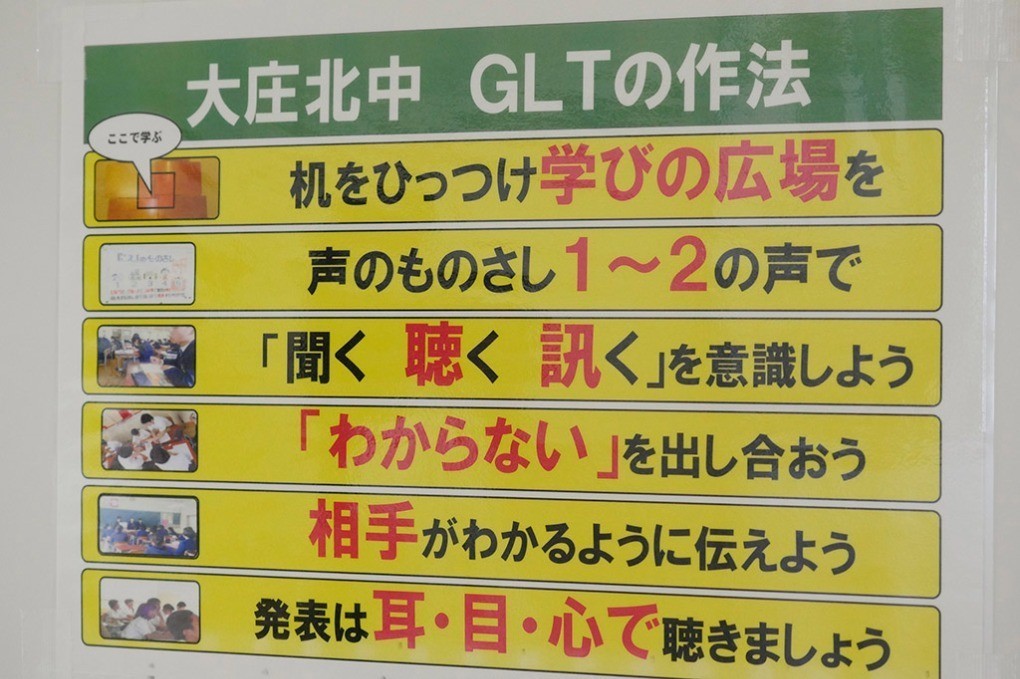 写真、グループ・ラーニング・タイムの作法を書いた張り紙